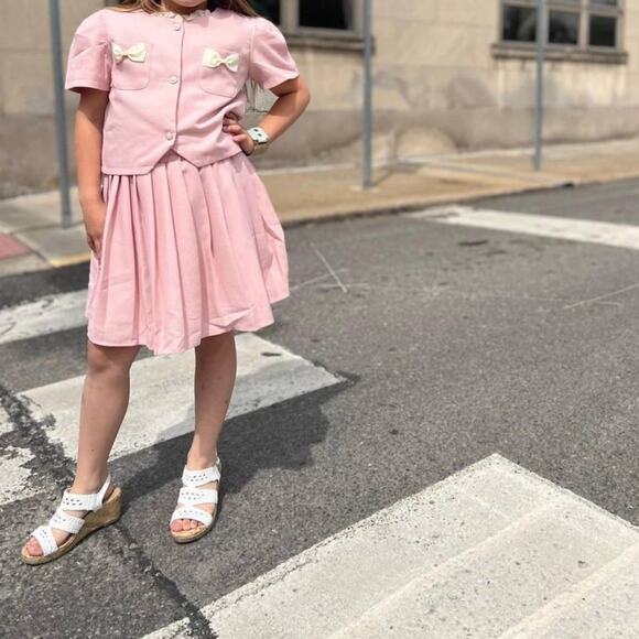 Lola & the Boys Pink Linen Summer Pleated Skirt Suit Yourself Set NEW 7/8 - Picture 9 of 9